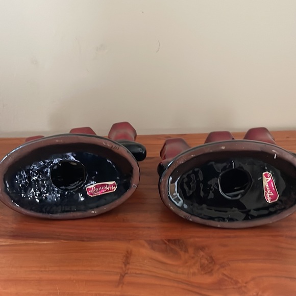 VINTAGE Danesi Arts ceramic drip glaze MCM candlesticks candelabra set of two - Picture 8 of 12